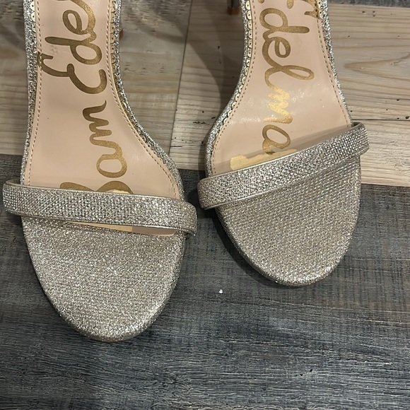 SAM EDELMAN SHOES 9.5 SILVER SPARKLE HEELS ANKLE STRAP ANTHROPOLOGIE BHLDN - Picture 5 of 12